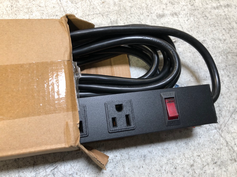 Photo 2 of Power Strip with 6 Outlets 14AWG Cord Straight Plug for Commercial, Industrial, School and Home,15A 125V 1875W, ETL Approved and Listed, Black (15 FT) 6 Outlets 15FT