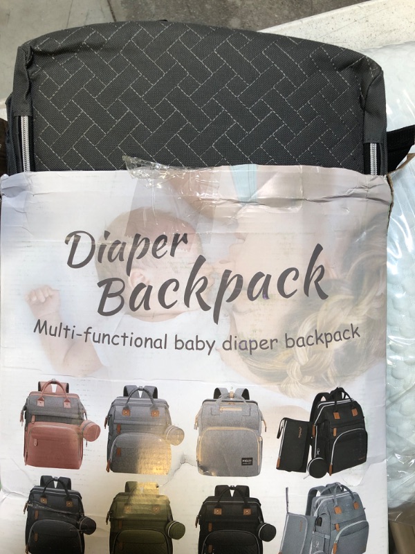 Photo 2 of DERJUNSTAR Baby Diaper Bag Backpack, Diaper Changing Station, Baby Bags for Boys Girls, Mothers Day Gift,USB Charging Port,Pacifier Case, Sunshade and Toy Bar, Ash Grey