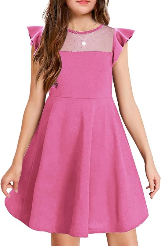 Photo 1 of Arshiner Girls Dress Summer Ruffle Sleeve Mesh A Line Casual Party 190