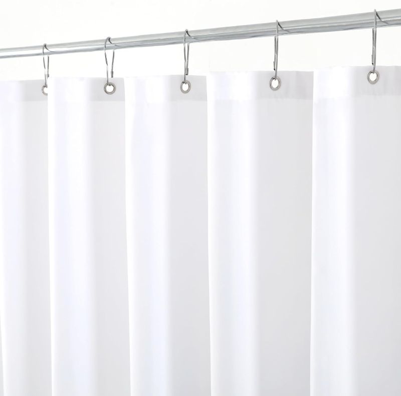 Photo 1 of  Extra Long Fabric Shower Curtain Liners 72 Inch Width by 84 Inch Length, White Water Resistant Bathroom Curtains, Rust Resistant Grommets Top Weighted Bottom Machine Washable