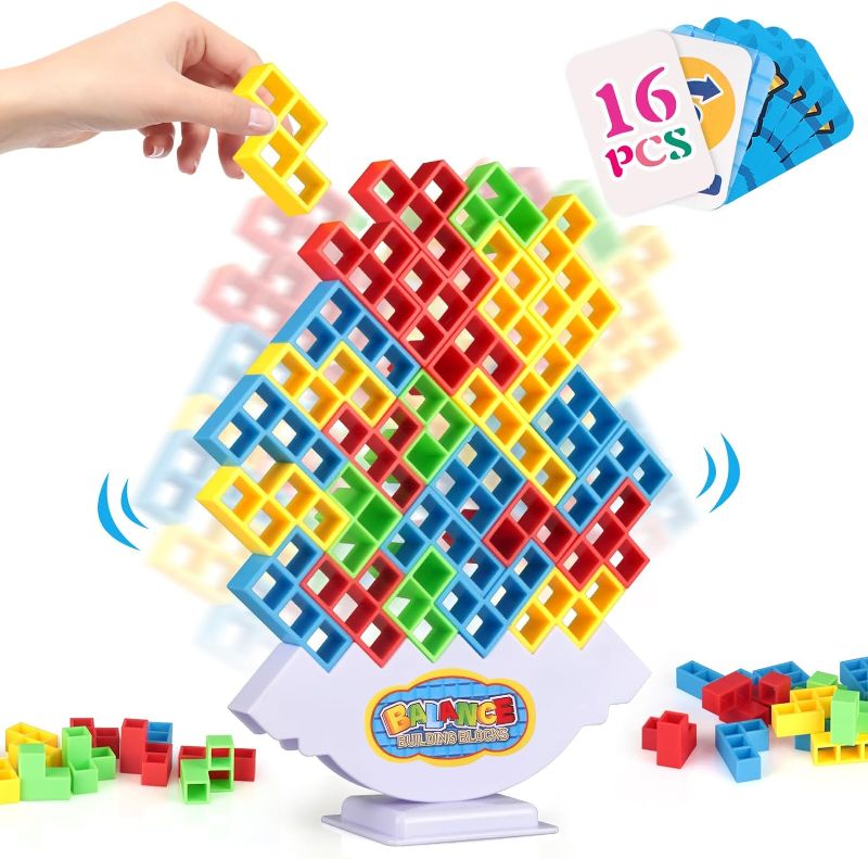 Photo 1 of  Tetra Tower Game, Stack Attack Block Puzzle Game, Board Team Tower Game for Kids ? Adults, Stacking Blocks Tetra Balance Game, Balance Stacking Toys Perfect for Family Games and Party 