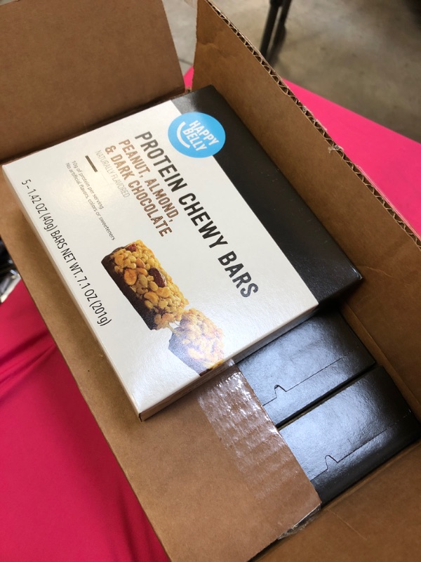 Photo 2 of 12/2024 expired   Happy Belly Protein Chewy Bars, Peanut, Almond and Dark Chocolate 