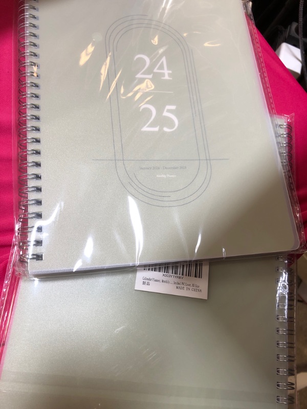 Photo 2 of Monthly Planner 2024-2025, Calendar 24 Months Planner with Flexible PVC Cover for Home,School and Office Work, 7" x 9", Jan 2024 - Dec 2025-Green Green-B5(2024-2025) pack of 2 