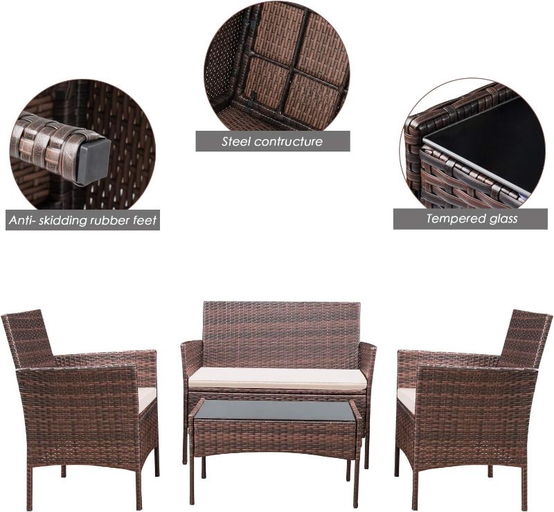Photo 1 of Homall Outdoor Indoor Use Backyard Porch Garden Poolside Balcony Chair Clearance Brown and Beige------Single Chair ONLY
