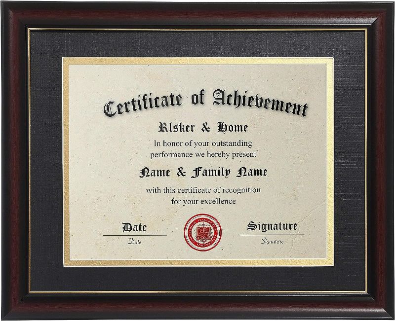 Photo 1 of ELSKER&HOME 13x19.5 Diploma Frames with Mat,Classic Cherry Wood, 13X19.5  For Document/Certificate Frame(Double Mat, Matte Black with Gold Rim)
