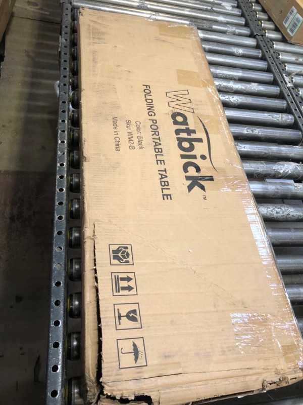 Photo 1 of Watbick Portable Bar Table for Party, Folding Camping Table 43.5''L x 34.5''H, 2-Tier Open Storage Shelves, Removable Oxford Cloth, Foldable Picnic Table for BBQ, Outdoor Bars Events (Black)