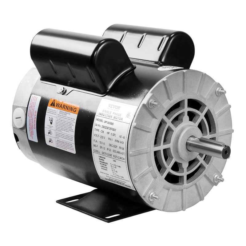 Photo 1 of 5HP SPL Air Compressor Electric Motor, 230V 15.0Amps, 56 Frame 3450RPM, 5/8" Keyed Shaft, CW/CCW Rotation, 1.88" Shaft Length for Air Compressors
