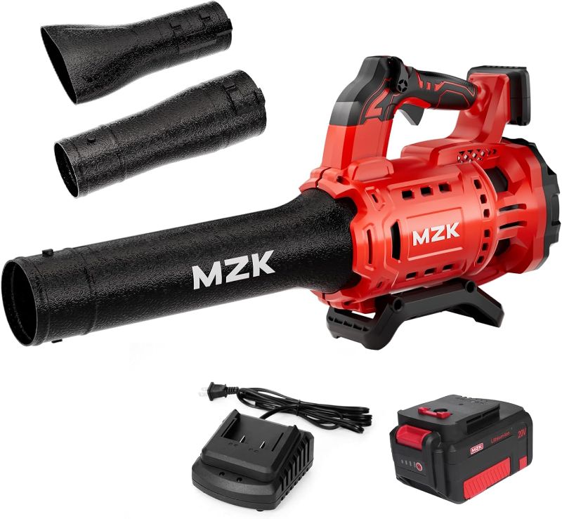 Photo 1 of MZK 20V Brushless Leaf Blower, 600CFM Blower Cordless with 4.0Ah Battery and Fast Charger, Lightweight Blower for Lawn Care, Yard, Driveway
