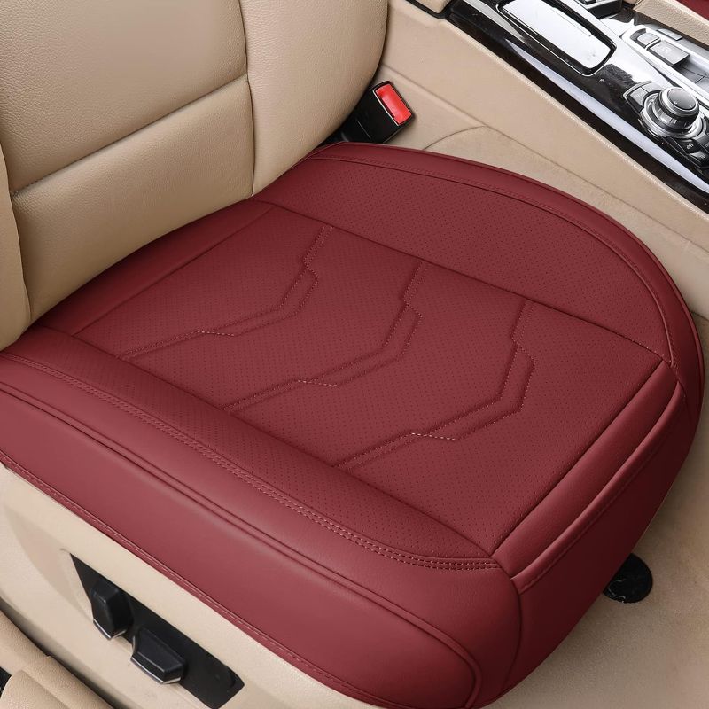 Photo 1 of 2 pcs Front Bottom Car Seat Covers?Leather Car Cushions for Women - Wine Red
 stained 