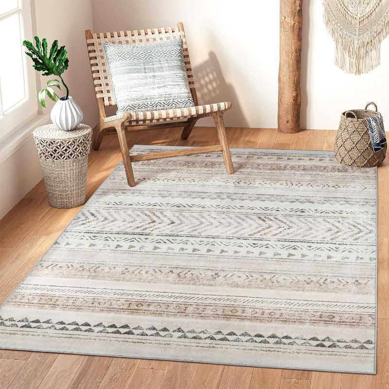 Photo 1 of  Area Rug, Super Soft Ultra-Thin Moroccan Washable Rug, Anti-Slip Backing Rugs for Living Room, Foldable Geometric Machine Washable 