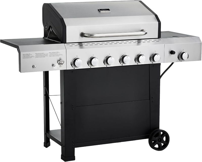 Photo 1 of Amazon Basics Freestanding Gas Grill with Side Burner, 6 Burner (66,000 BTU)
