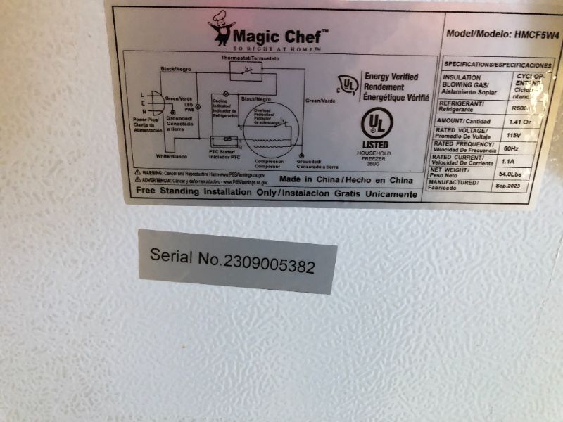 Photo 4 of Magic Chef
5.0 cu. ft. Chest Freezer in White