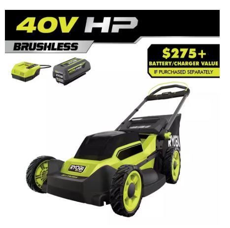 Photo 1 of 40V HP Brushless 20 in. Cordless Battery Walk Behind Push Mower with 6.0 Ah Battery and Charger
