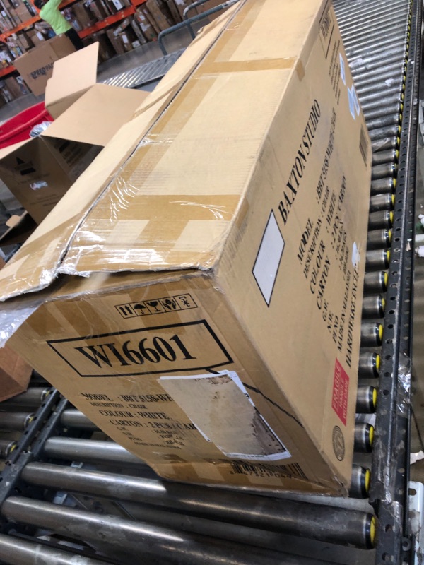 Photo 1 of Baxton Studio Dylin Dining Chair and Dining Chair White Faux Leather Button-Tufted Nail heads Trim Dining Chair