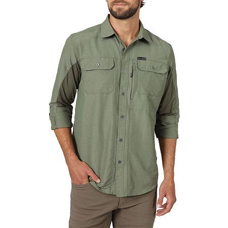 Photo 1 of Wrangler All Terrain Gear Mens Regular Fit Long Sleeve Button-Down Shirt, X-large, Green
