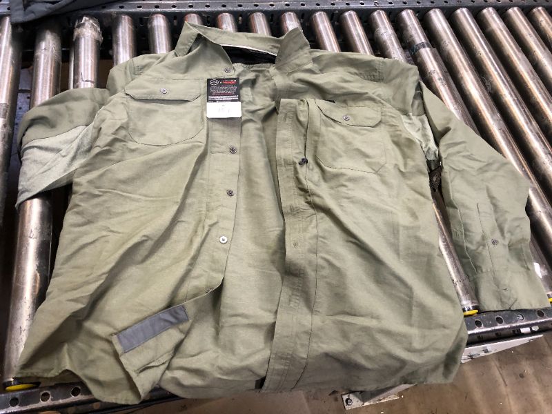 Photo 2 of Wrangler All Terrain Gear Mens Regular Fit Long Sleeve Button-Down Shirt, X-large, Green
