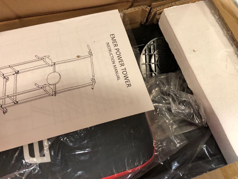 Photo 1 of Emer Power Tower Pull Up Bar Workout Dip Station,Multi-function Home Gym Strength Training Fitness Equipment (black)