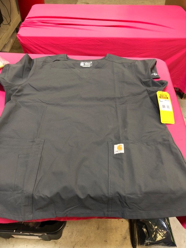 Photo 2 of Carhartt Women's Force V-Neck 5-Pocket Top Large Pewter