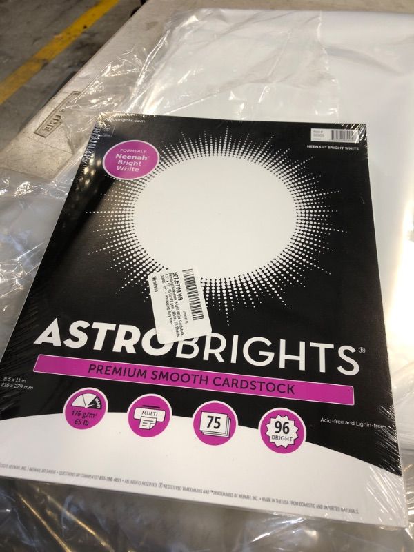 Photo 2 of Astrobrights/Neenah Bright White Cardstock, 8.5" x 11", 65 lb/176 gsm, White, 75 Sheets (90905-02) - Packaging May Vary