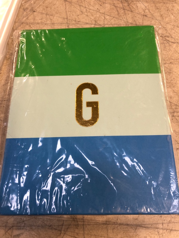 Photo 2 of Mary Square Monogrammed G Green and Blue 7 x 11 Vegan Leather Initial Lined Note Pad