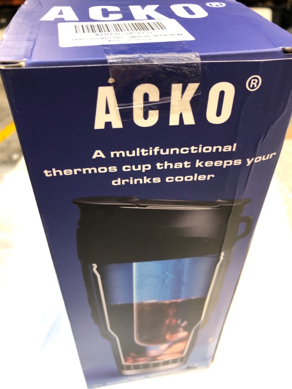 Photo 2 of Acko Tumbler with Coffee Chiller, Stainless Steel Insulated Tumbler, Reusable for Coffee/Tea/Beverage, 30oz (Black)