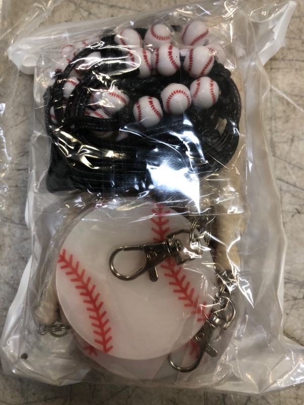 Photo 2 of Baseball Gifts Baseball Tattoos and Baseball Bracelet Softball Acrylic Keychain with Miniature Baseball Softball Wood Bat for DIY Sports Party Favor