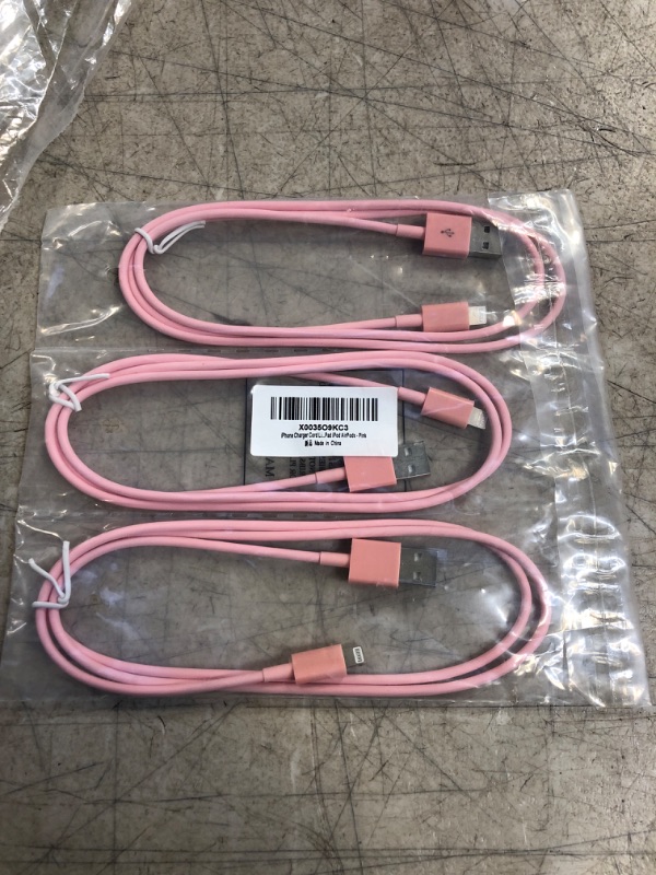 Photo 2 of HFHSCN for iPhone Charger Cord Lightning Cables, Original 2023 Upgraded [3Pack 3ft] MFi Certified USB A Charging Cable for iPhone 13 12 11 Mini Pro XR Xs Max X SE 8 7 6 Plus iPad iPod AirPods - Pink 3ft USB A-Lightning Pink