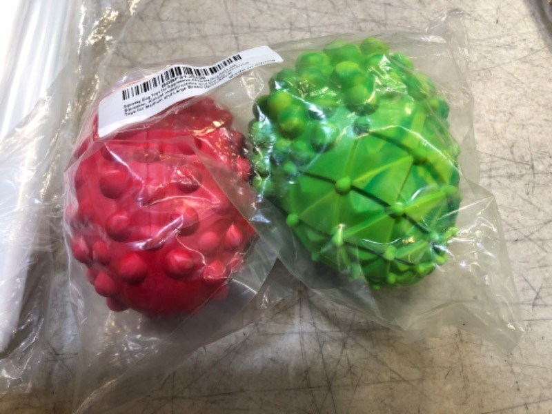 Photo 2 of Squeaky Dog Toys for Aggressive Chewers,Dog Balls with Squeaker, Almost Indestructible and Durable Interactive Toys for Medium and Large Breed (Green&Red)