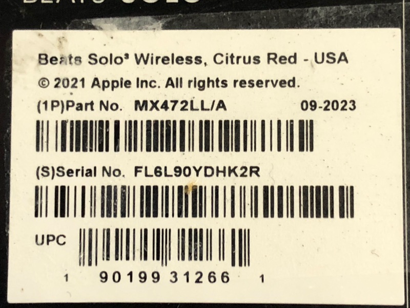 Photo 3 of Beats Solo3 Wireless On-Ear Headphones - Apple W1 Headphone Chip, Class 1 Bluetooth, 40 Hours of Listening Time, Built-in Microphone - Red (Latest Model) Citrus Red Solo3