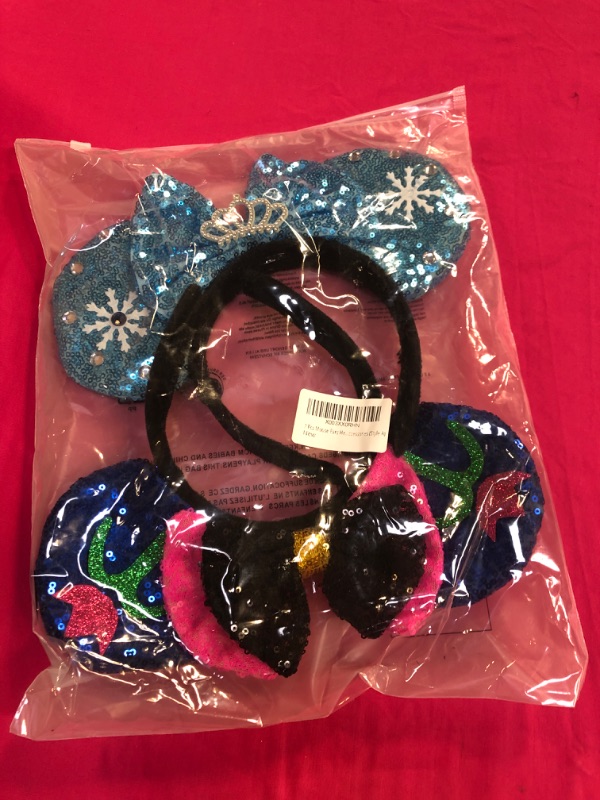 Photo 1 of 2pcs Mouse Ears Headbands for Girls and Women, Sequin Bow Hairbands for Cosplay Birthday Theme Events Halloween Christmas Style G