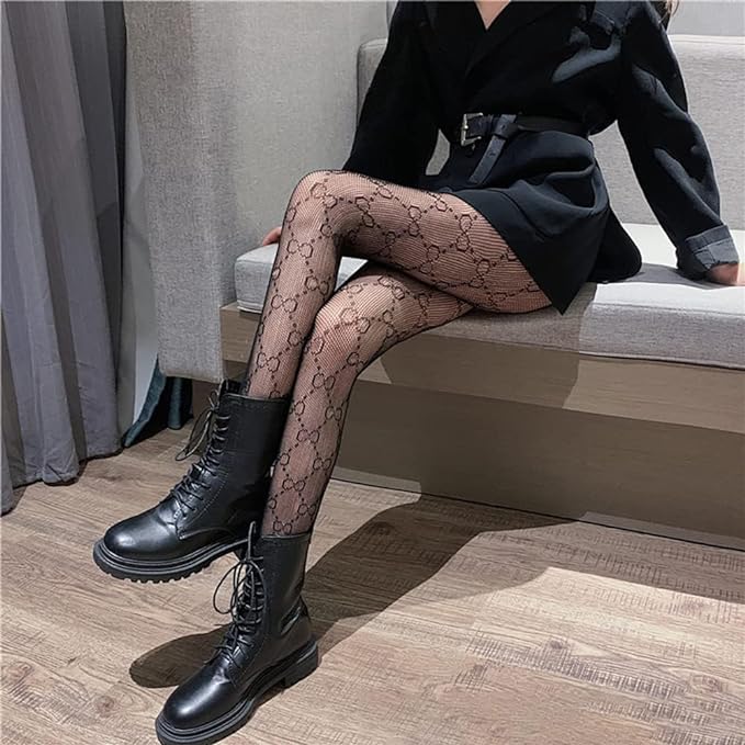 Photo 1 of Jaturuis Sexy Fishnet Stockings Fashion Letter Tights for Women Sexy Lace Leggings High Waisted Pantyhose Stockings
