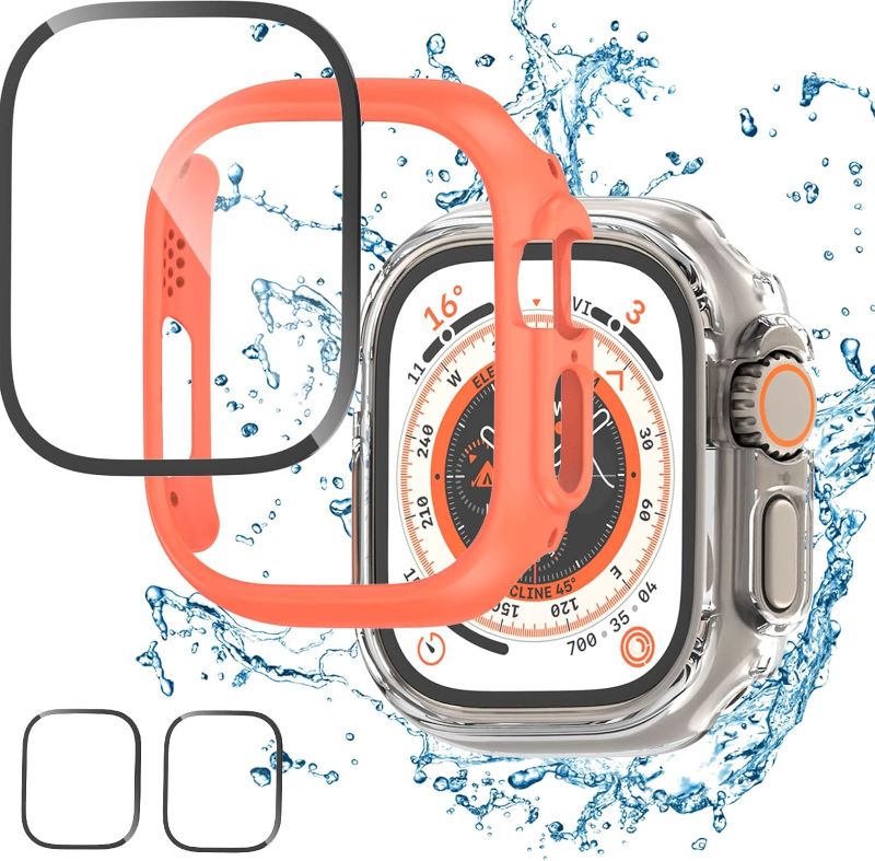 Photo 1 of ?2 Pack? Case for Apple Watch Ultra 49mm with Tempered Glass Screen Protector, Colaxuyi Bumper Full Coverage Hard PC Protective Cover HD Shockproof Cover for iWatch Ultra 49mm Accessories
