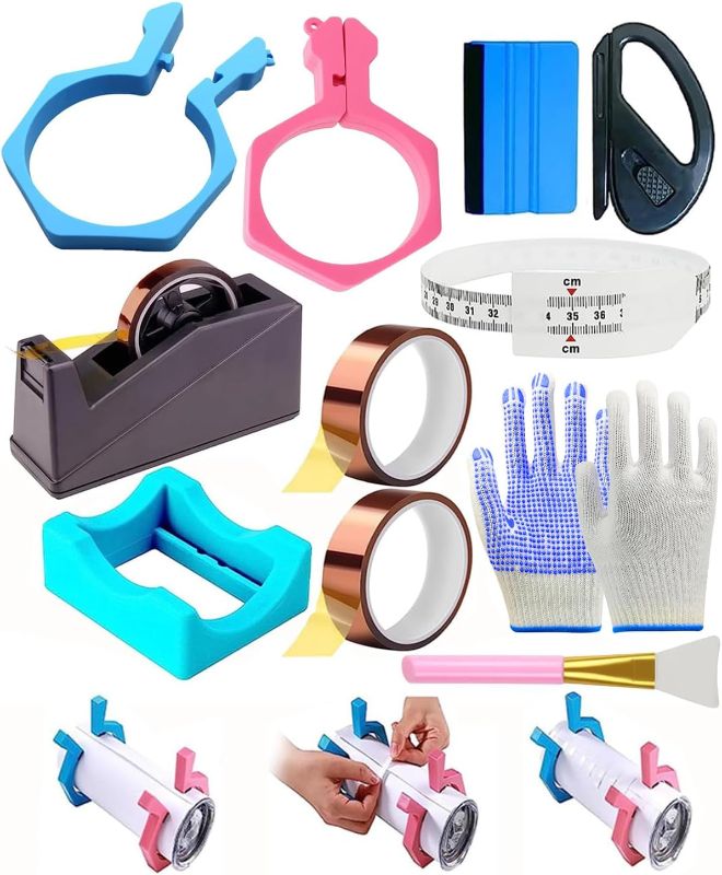 Photo 1 of Pinch Perfect Tumbler Clamp Kits,Pinch Perfect Tumbler Clamp for 20 Oz Sublimation Blanks Tumblers, Pinch Perfect Clamp Grip Tool(Blue,Pink), Heat Tape For Sublimation, Heat Tape Dispenser Sublimation
