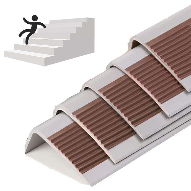 Photo 1 of 5 Pack Rubber Stair Nosing - 3.3Ft Stair Anti-Slip Adhesive Strip, Made of Wear-Resistant Rubber, Mute, Easy to Install - Indoor/Outdoor (3.3Ft, Dark Brown, 5)
