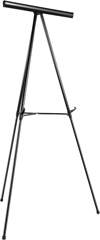 Photo 1 of Amazon Basics High Boardroom Aluminum Flipchart Whiteboard and Display Easel Stand with Adjustable Height Telescope Tripod, 35 x 2 x 28 Inches, Black
