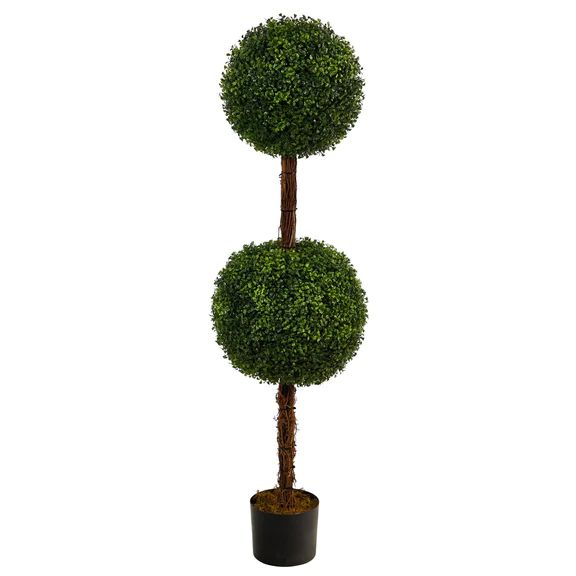 Photo 1 of 4.5’ Boxwood Double Ball Topiary Artificial Tree (Indoor/Outdoor)
