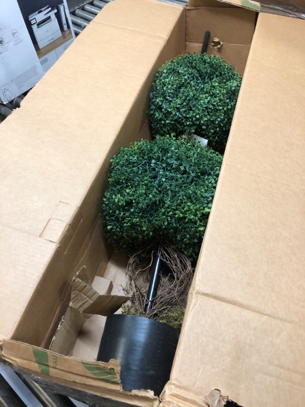 Photo 1 of 4.5’ Boxwood Double Ball Topiary Artificial Tree (Indoor/Outdoor)
