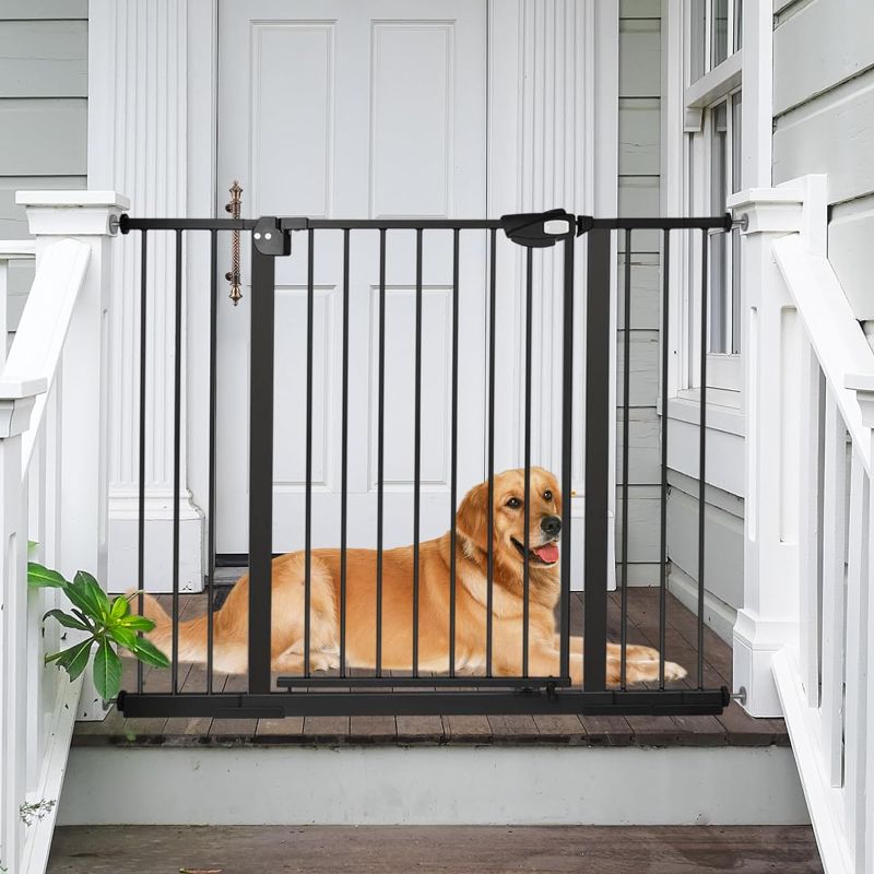 Photo 1 of ZAAOEHA 36" Extra Tall Baby Gate for Stairs Doorways, 29.5"-49" Extra Wide Pressure Mounted Dog Gate, Auto Close Easy Walk Through Child Safety Gate for Kids Toddlers Pets, No Drilling, Black
