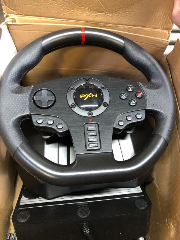 Photo 2 of Gaming Racing Wheel, PXN V900 270/900 Degree Competition Racing Steering Wheel with Audio Function & with Pedal, Suitable for PC, PS3, PS4, Xbox One, Xbox Series S/X, Nintendo Switch. Black