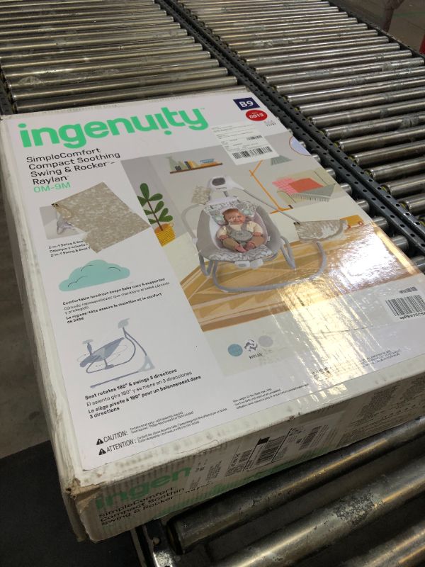 Photo 1 of Ingenuity 2-in-1 SimpleComfort Compact Baby Swing & Rocker - Lightweight, Multi-Direction, 6 Speeds, Nature Sounds & Vibrations - Raylan
