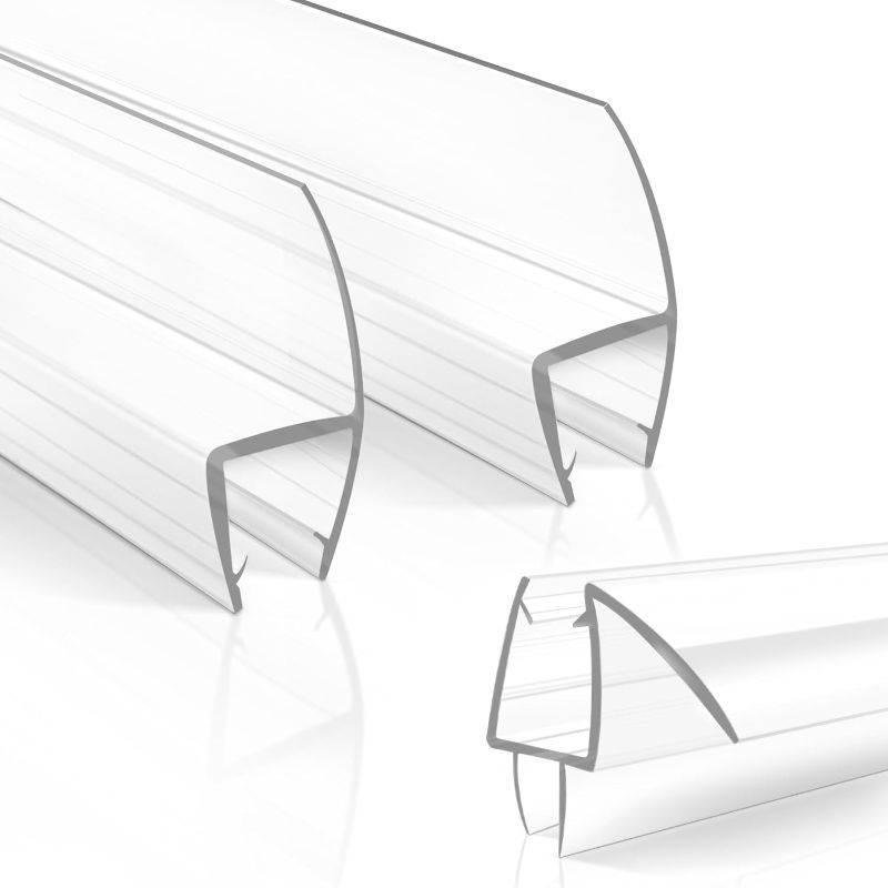 Photo 1 of 3 Pack Frameless Shower Door Bottom&Side Seal, 77" Long Clear PVC Shower Seal Strip for 1/2"(12mm) Thick Glass Shower Door, Stop Water Leaks Bind Doors