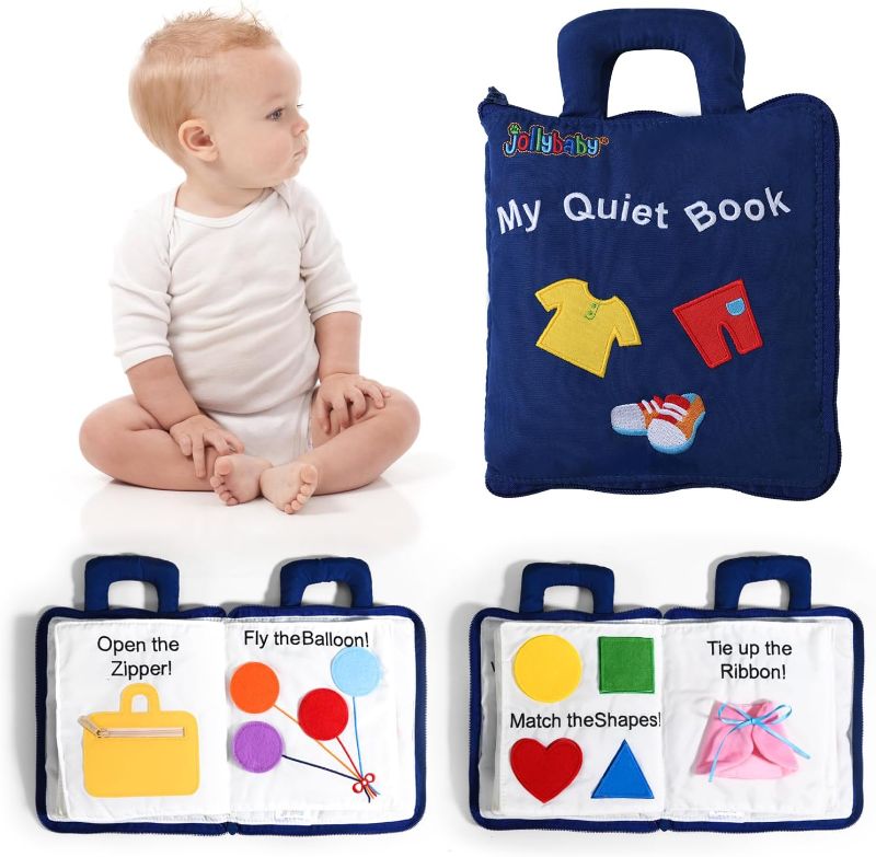 Photo 1 of Jollybaby Baby Soft Busy Books -My Quiet Book, Travel Toy & Montessori Sensory Educational, 10 Preschool Learning Activities for 1 2 3 Year Old Toddlers Boy Girl(Blue)
