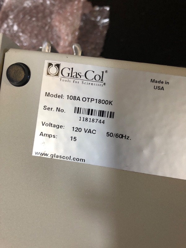 Photo 4 of Glas Col Apparatus 108A OTP1800K Over-Temp Probe Monitor, Digital Readout, for Type K Thermocouple Not Included, 1800W, 120V