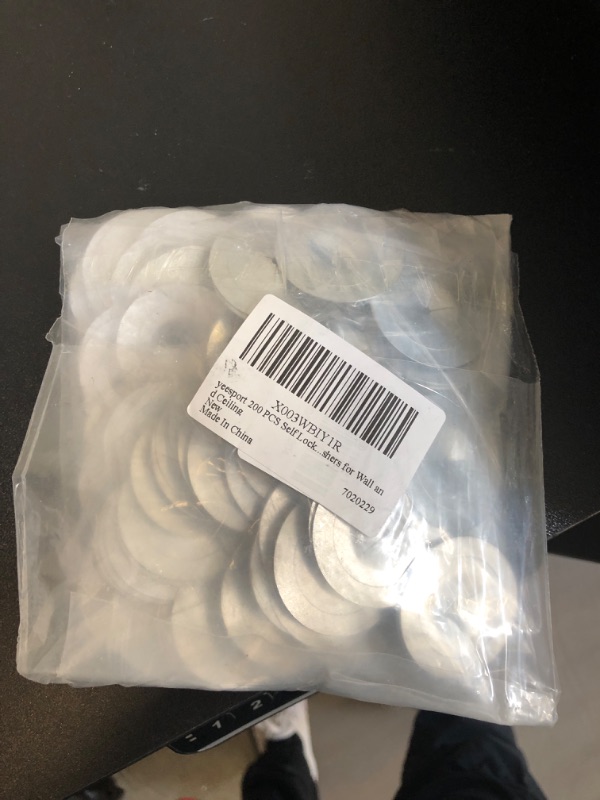 Photo 2 of 1.5 Inch Perforated Insulation Pins Self Locking Washers Flat Washer Round Galvanized Steel Plaster Washers for Wall and Ceiling (200 Pieces)