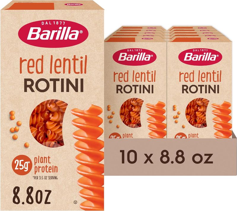 Photo 1 of Barilla Red Lentil Rotini Pasta, Good Source of Plant-Based Protein, Excellent Source of Fiber, Kosher, Gluten Free & Non-GMO, 8.8 Ounce (Pack of 10) exp- 04/14/2024