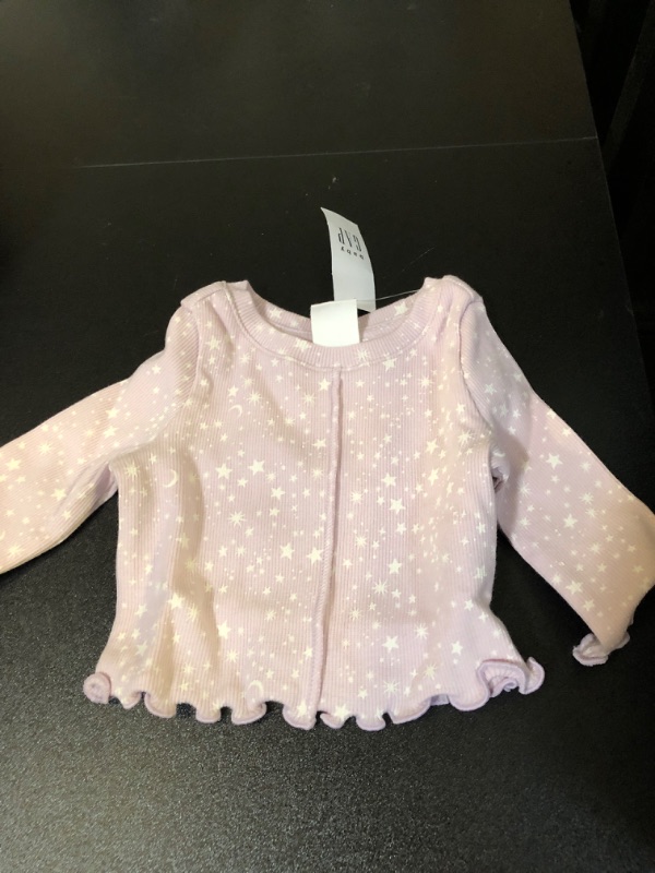 Photo 2 of GAP Baby Girls' Ribbed Knit Tee T-Shirt 0-3 Months Pink Stars