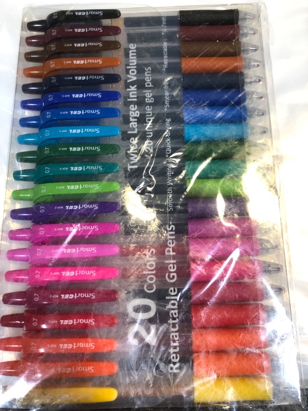 Photo 2 of Colored Gel Pens, Lineon 20 Colors Retractable Gel Ink Pens with Grip, Medium Point(0.7mm) Smooth Writing Pens Perfect for Adults and Kids Journal Notebook Planner, Writing in Office and School