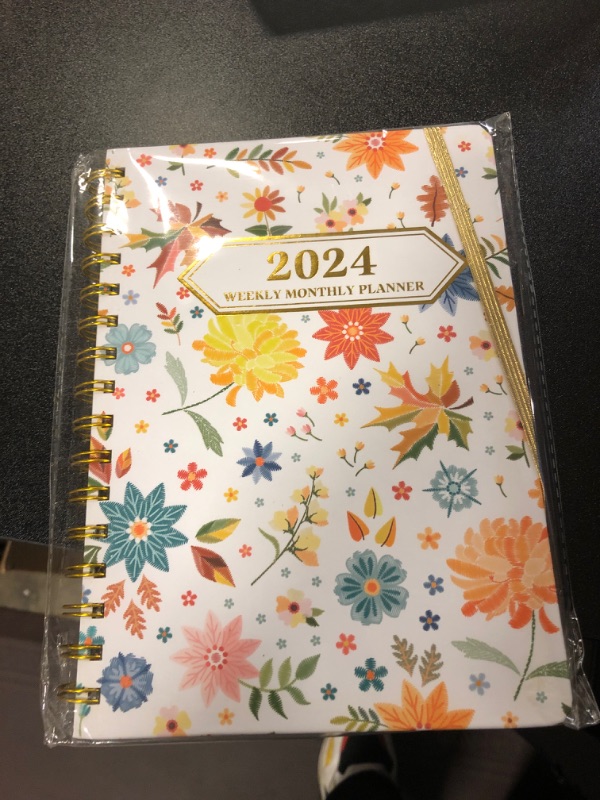 Photo 2 of Ymumuda 2024 Planner, 12-Month Weekly Monthly Planner from JAN.2024 to DEC.2024, 8.4" X 6", Spiral Planner Notebook with Stickers, Elastic Closure, Inner Pocket, Sticky Index Tabs, Floral 05 8.4"×6" F2024-05