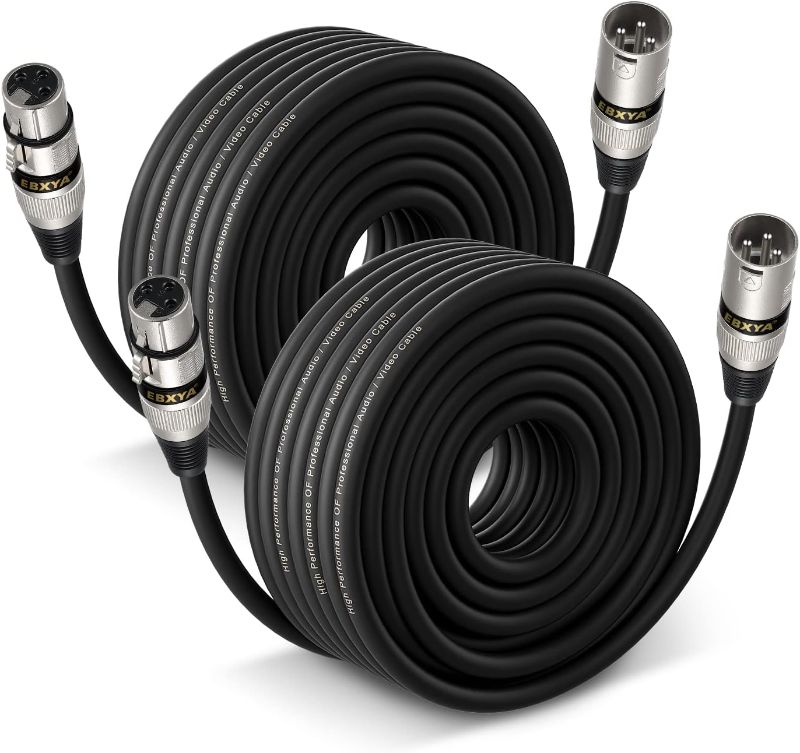 Photo 1 of EBXYA XLR Cable 50 Ft 2 Pack, Balanced DMX Cable, 3 Pin Male to Female Microphone Cable Mic Patch Cords Compatible with Speakers, Mixer, Stage Lighting
