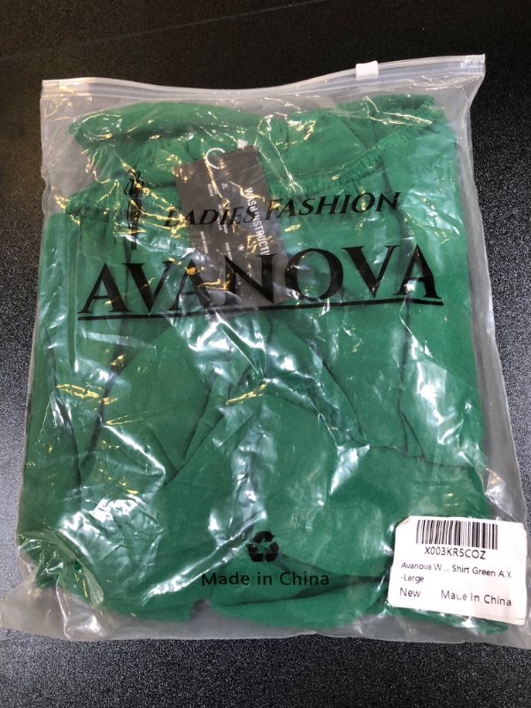 Photo 2 of Avanova Women's Ruffle Short Sleeve Off Shoulder Tie Up Back Crop Blouse Top X-Large Green a